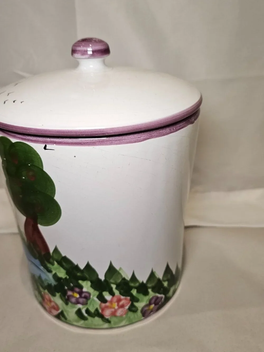 Williams Sonoma Vintage Hand Painted Portugal Ceramic Cookie Jar Canister